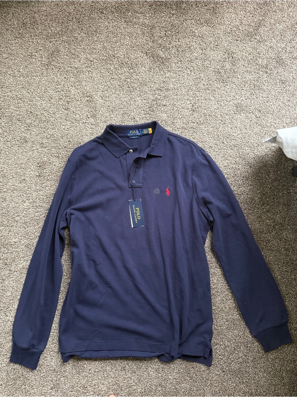 Polo by Ralph Lauren Navy Long Sleeve Polo with Red Pony